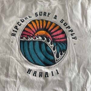 Rip Curl White Tee with Sunset Wave Graphic